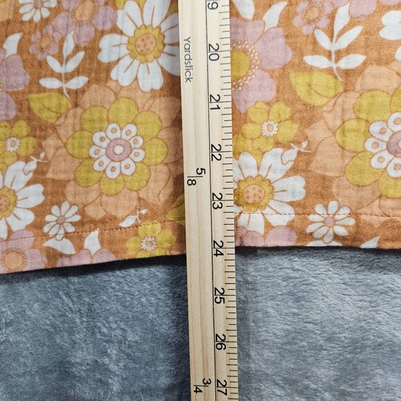 Marine Layer Top Womens Large Yellow Jamie Floral Retro Boho Band Collar Top - Picture 7 of 7